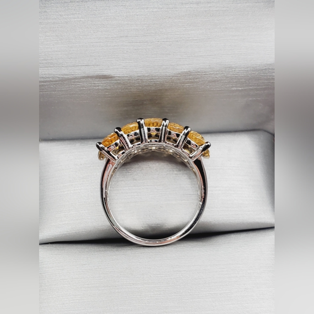 Genuine Pear Shaped Citrine Black Rhodium / 925 Sterling Silver Statement Ring - Picture 3 of 7